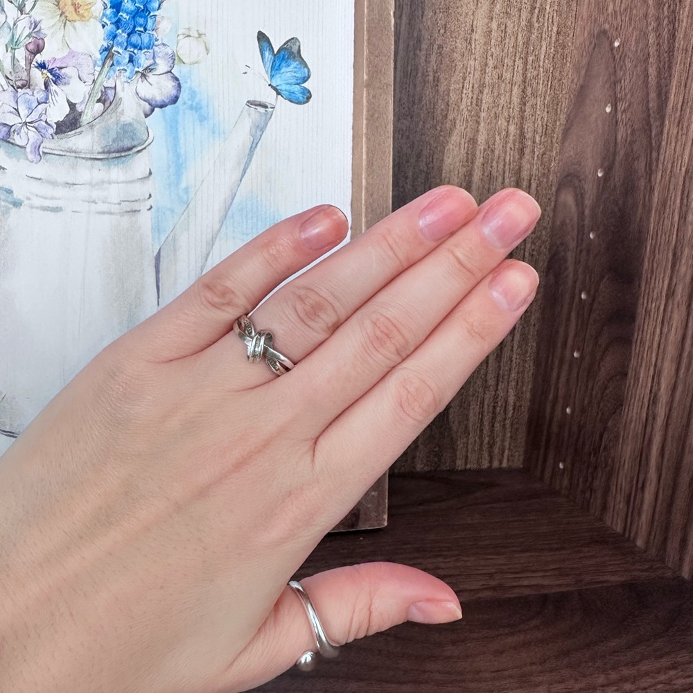 Sterling Baguette Diamonds Knot Ring